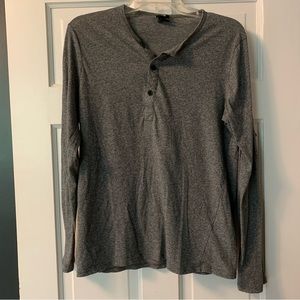 Mens Gray Long Sleeved Henley Shirt